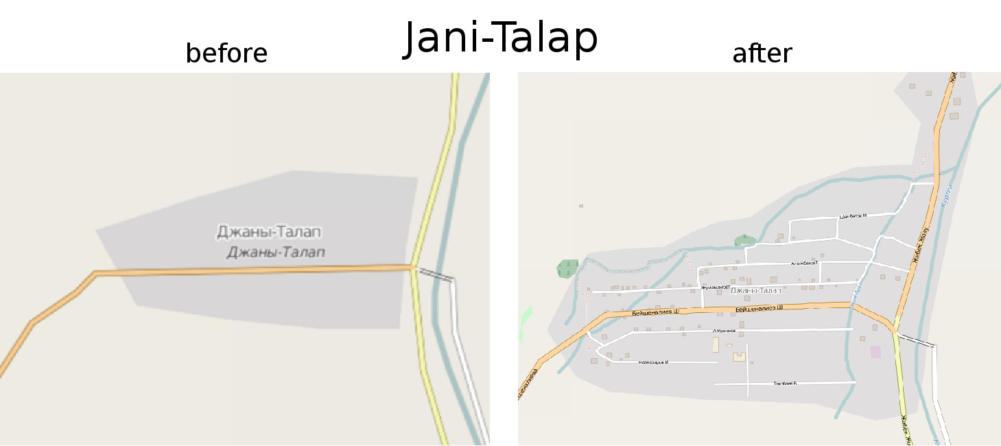 Comaprison of the map of a village, before and after